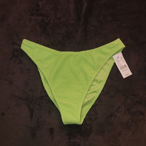 LA Hearts by PacSun Green Riviera Scrunch High Cut Bikini Bottom Size LARGE - Picture 4 of 4